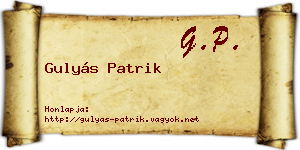 Gulyás Patrik névjegykártya